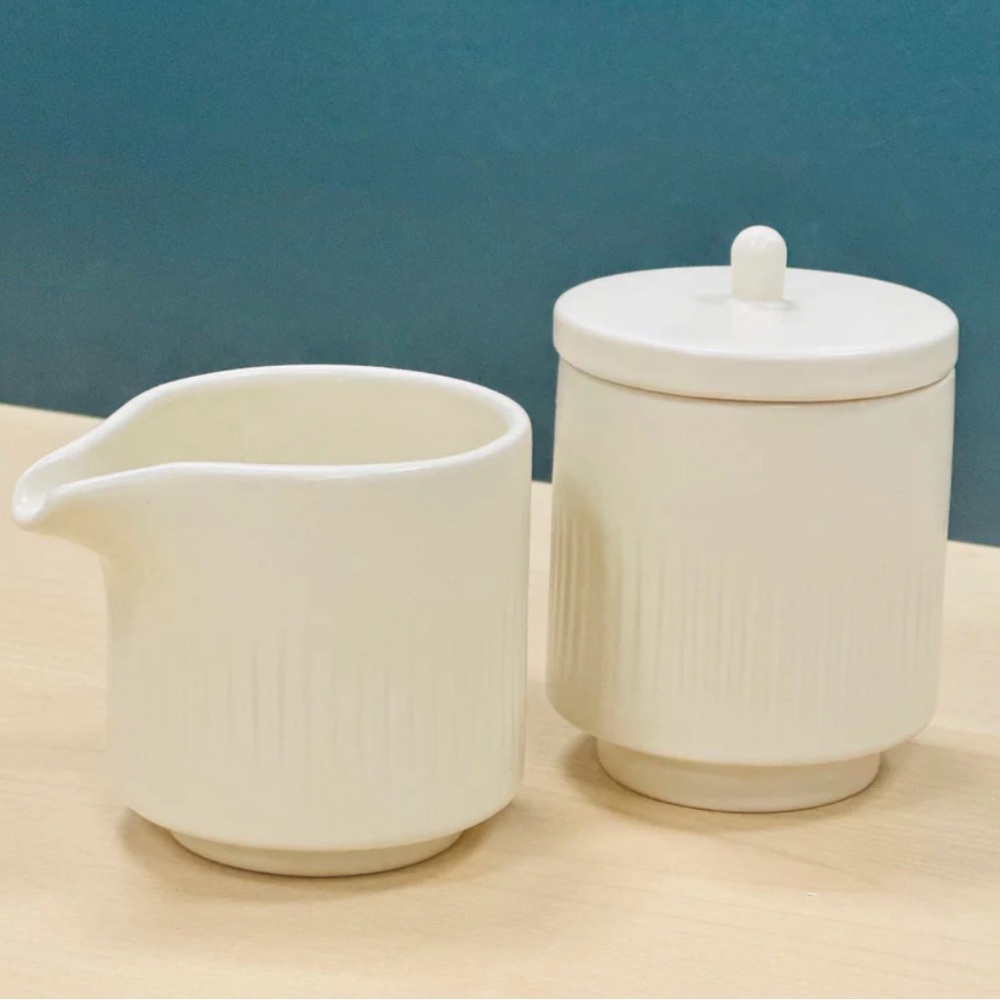 Citrine Everyday Collection Ribbed Ceramic Sugar and Creamer Set